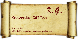 Krevenka Géza névjegykártya